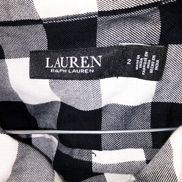 Lauren Ralph Lauren Buffalo Check Belted Twill Long Sleeve Midi Shirt Dress Sz 2 - Picture 6 of 8